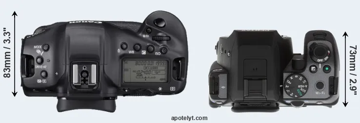 Compare 1DX Mark III versus K-S2 top