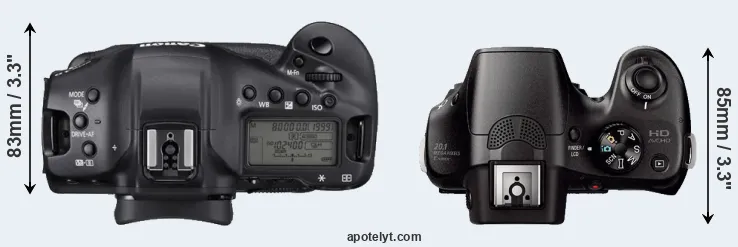 Compare 1DX Mark III versus A3000 top