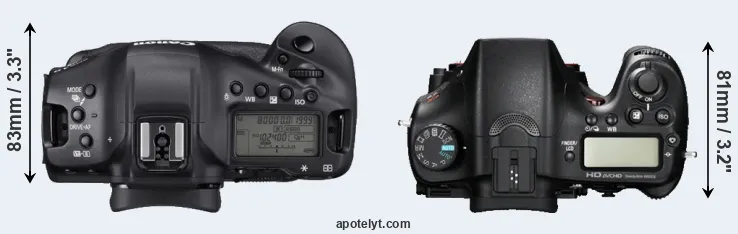 Compare 1DX Mark III versus A77 top