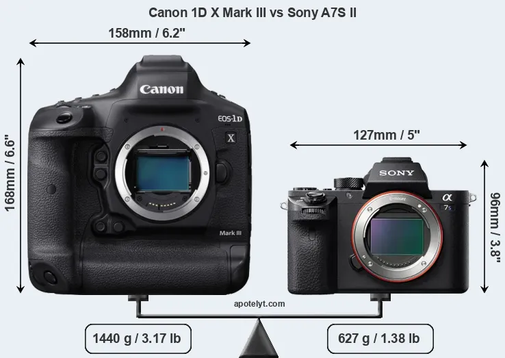 Size Canon 1D X Mark III vs Sony A7S II