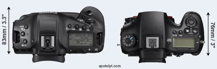 Compare 1DX Mark III versus A99 II top