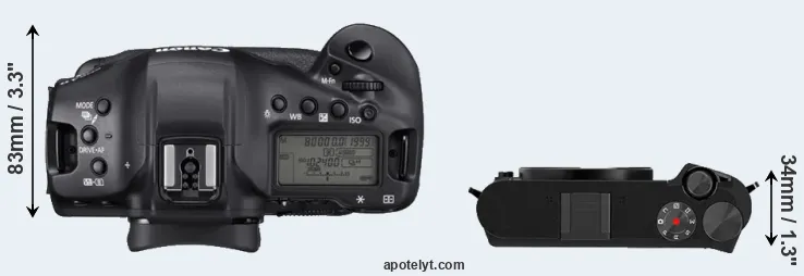 Compare 1DX Mark III versus M1 top