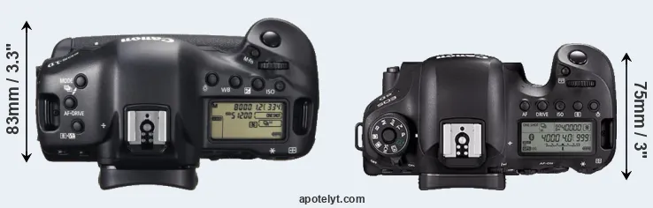 Compare 1DX versus 6D Mark II top