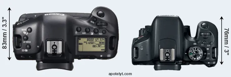 Compare 1DX versus 800D top