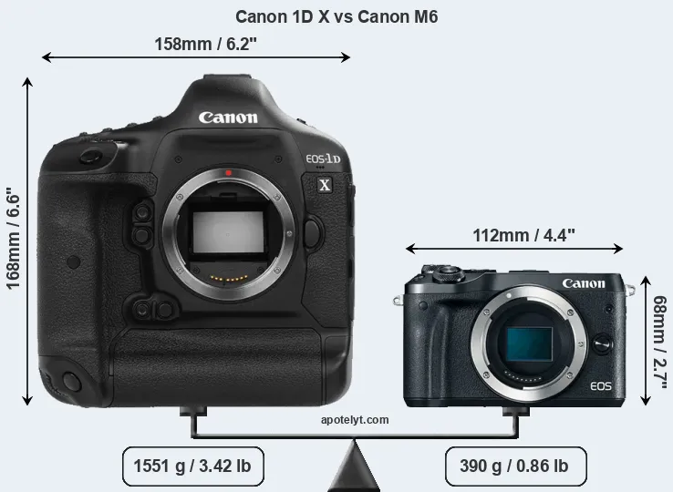 Size Canon 1D X vs Canon M6