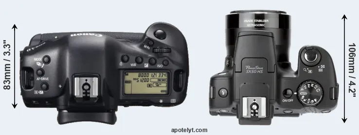 Compare 1DX versus SX50 top