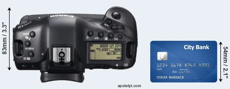 1DX versus credit card top view