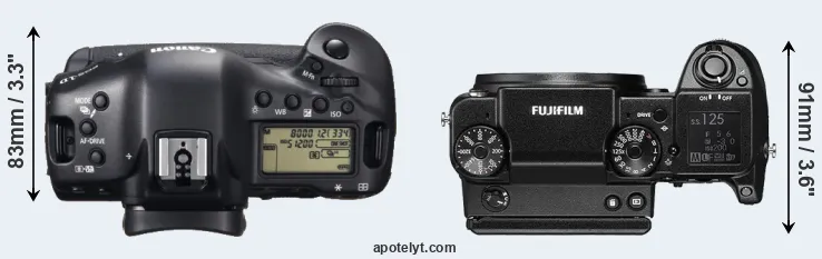 Compare 1DX versus GFX 50S top