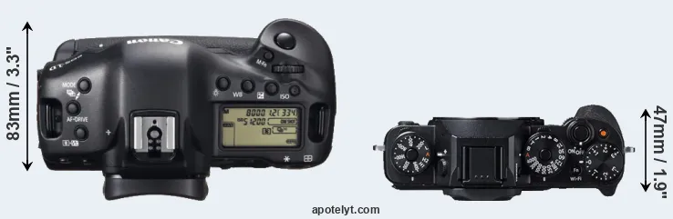 Compare 1DX versus X-T1 top