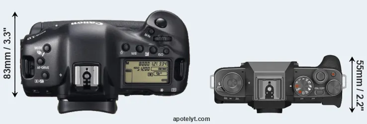Compare 1DX versus X-T200 top