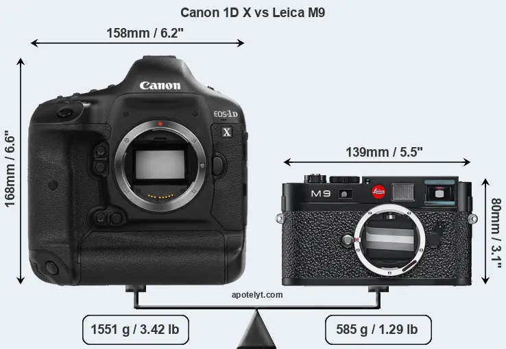 Size Canon 1D X vs Leica M9