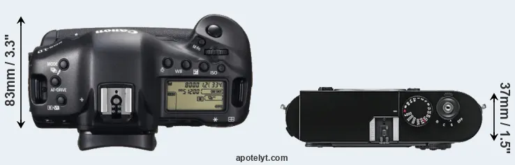 Compare 1DX versus M9 top