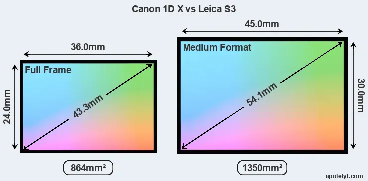 Canon 1D X and Leica S3 sensor measures