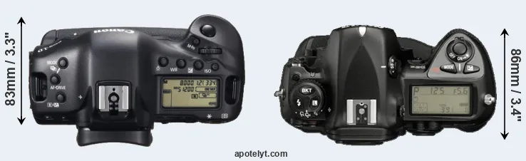 Compare 1DX versus D2X top