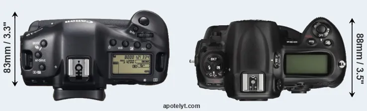 Compare 1DX versus D3X top