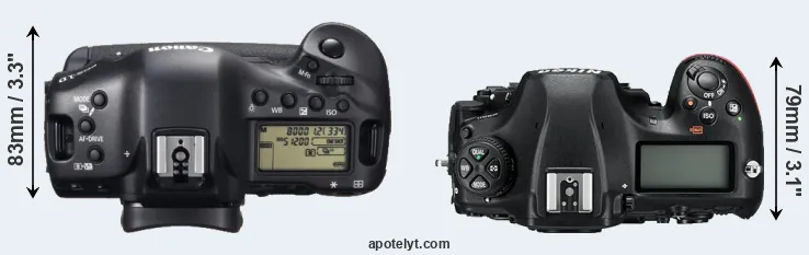 Compare 1DX versus D850 top