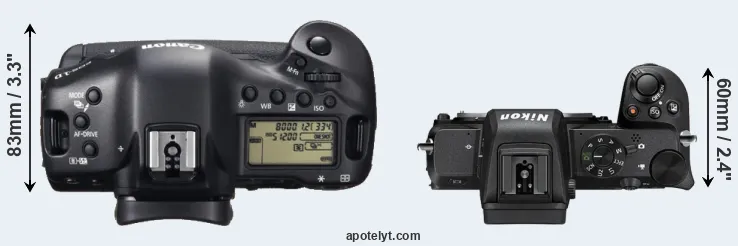Compare 1DX versus Z50 top