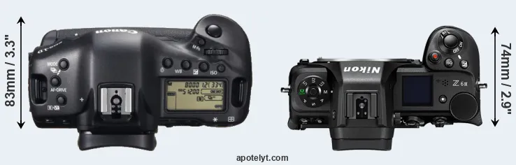 Compare 1DX versus Z6 III top