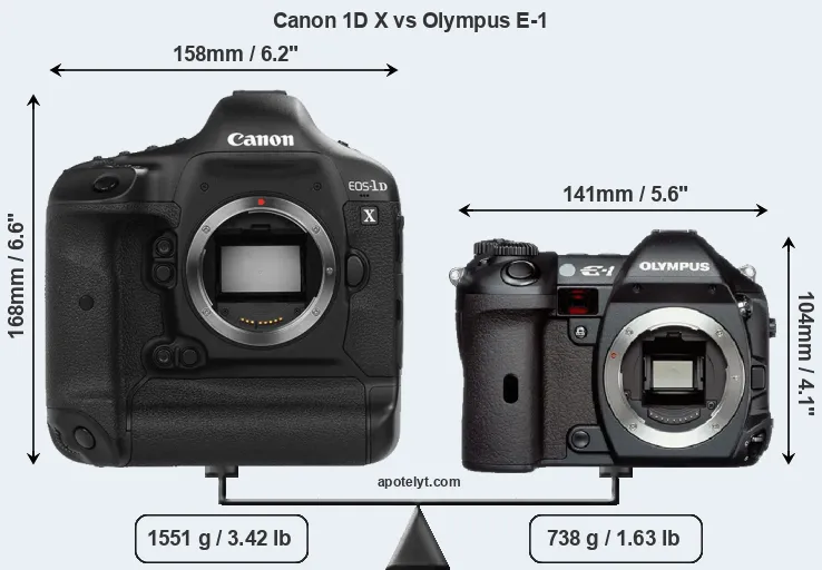 Size Canon 1D X vs Olympus E-1