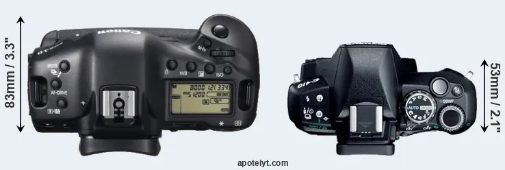 Compare 1DX versus E-410 top