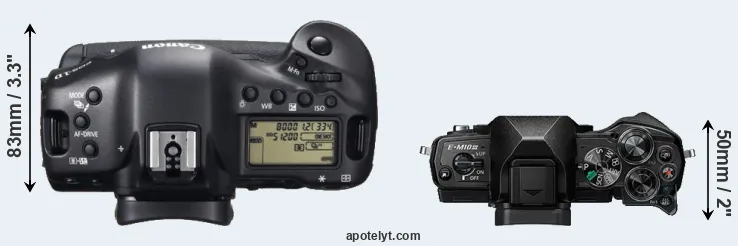 Compare 1DX versus E-M10 III top