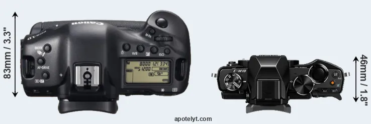 Compare 1DX versus E-M10 top