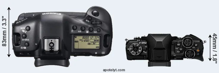 Compare 1DX versus E-M5 II top