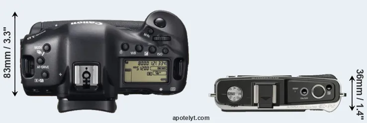 Compare 1DX versus E-P2 top