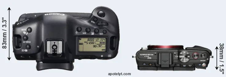 Compare 1DX versus E-PL6 top