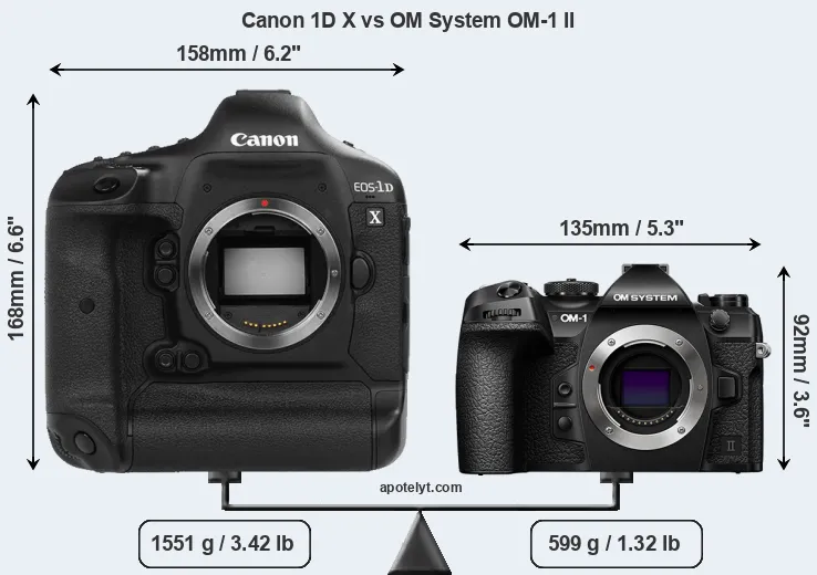 Size Canon 1D X vs OM System OM-1 II