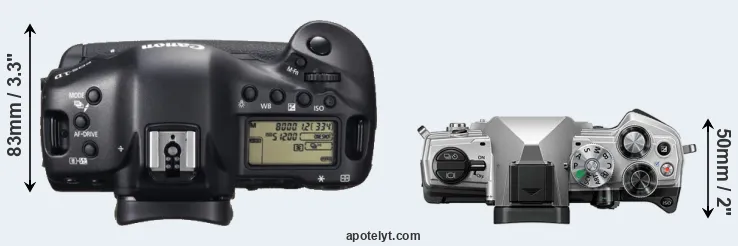 Compare 1DX versus OM-5 top