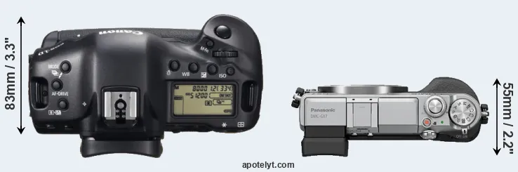 Compare 1DX versus GX7 top