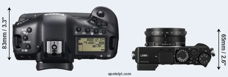Compare 1DX versus LX100 II top