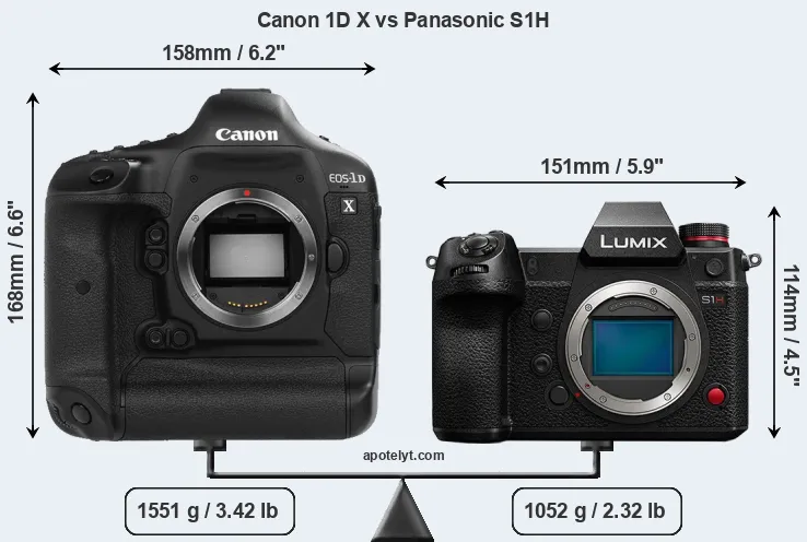 Size Canon 1D X vs Panasonic S1H