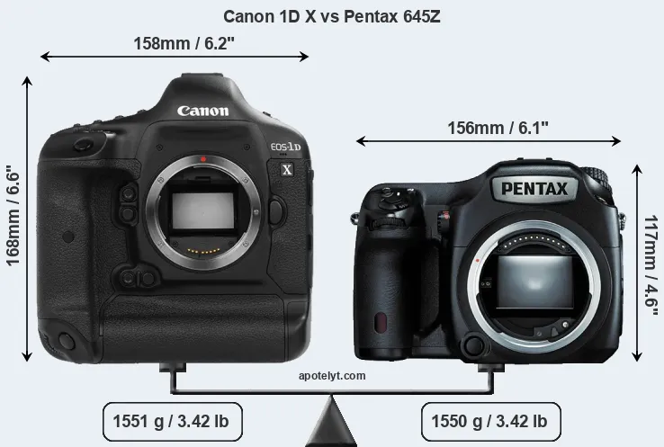 Size Canon 1D X vs Pentax 645Z