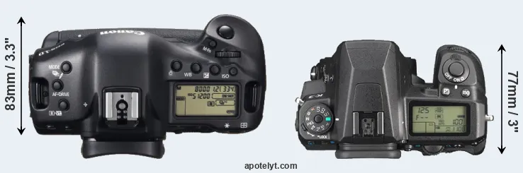 Compare 1DX versus K-3 top