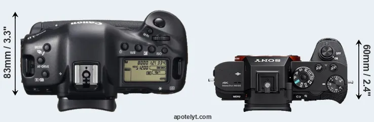 Compare 1DX versus A7S II top