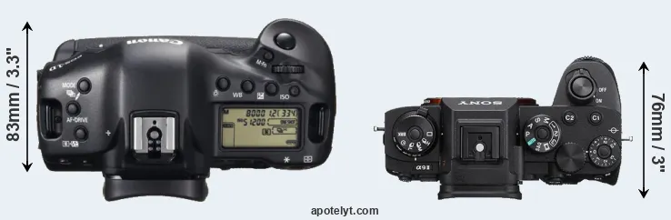 Compare 1DX versus A9 II top