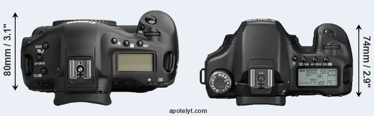 Compare 1Ds Mark II versus 40D top