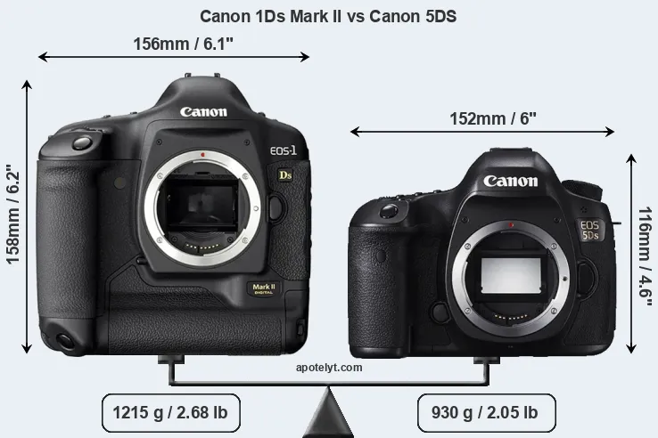 Size Canon 1Ds Mark II vs Canon 5DS
