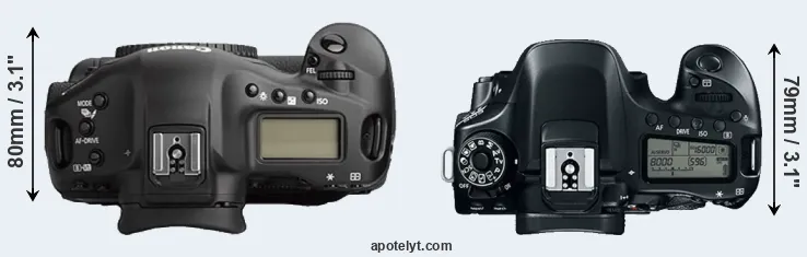 Compare 1Ds Mark II versus 80D top
