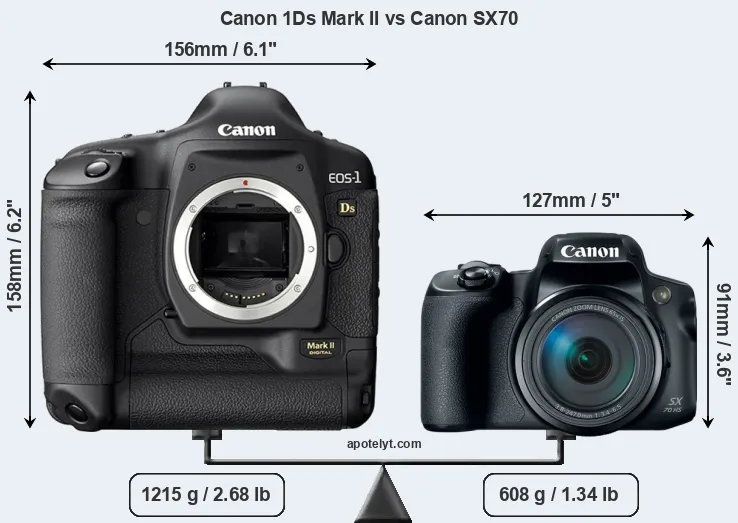 Size Canon 1Ds Mark II vs Canon SX70