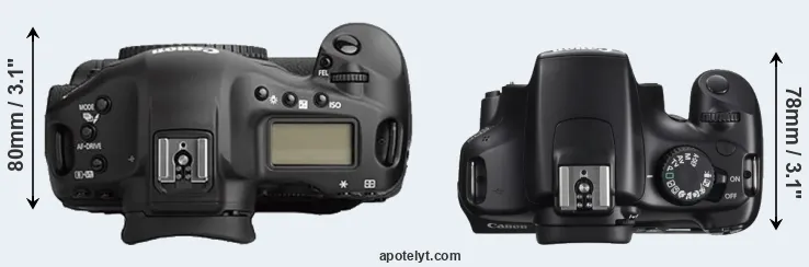 Compare 1Ds Mark II versus T3 top