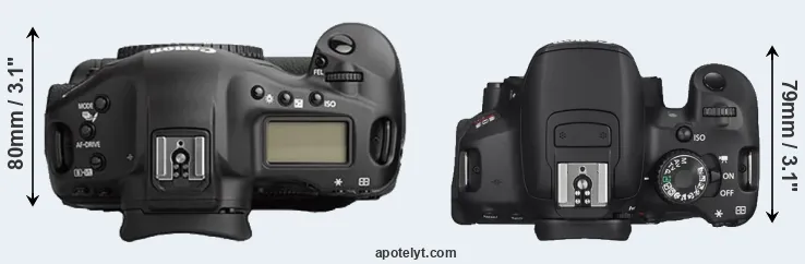 Compare 1Ds Mark II versus T4i top
