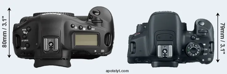 Compare 1Ds Mark II versus T5i top