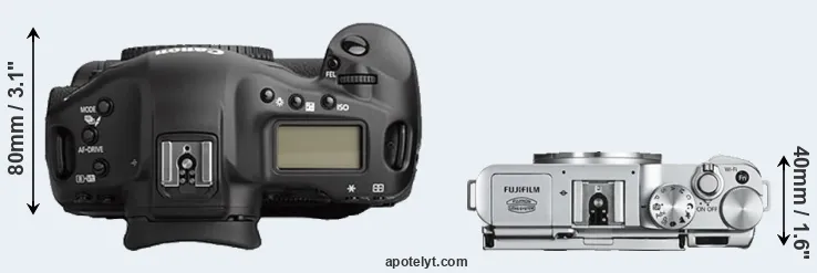 Compare 1Ds Mark II versus X-A2 top