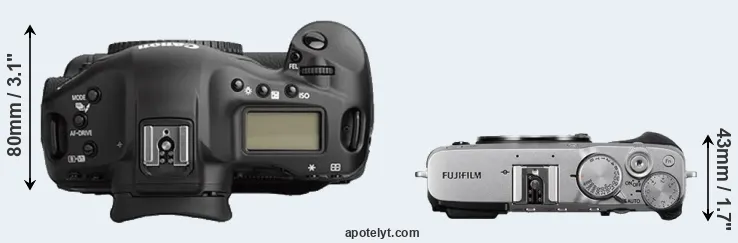 Compare 1Ds Mark II versus X-E3 top