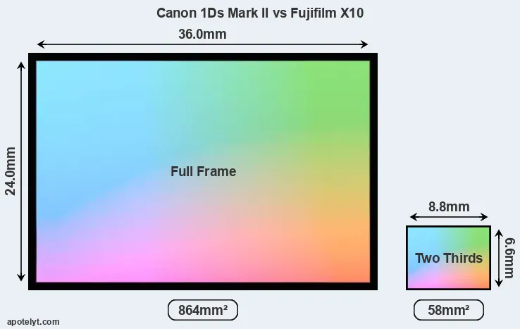 Canon 1Ds Mark II and Fujifilm X10 sensor measures