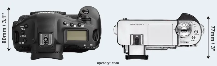 Compare 1Ds Mark II versus Digilux 3 top
