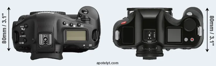 Compare 1Ds Mark II versus S3 top